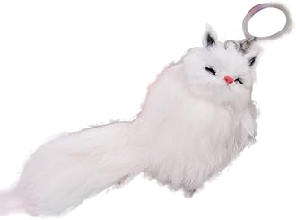 Uposao Mini Plush Keychain, Fluffy Plush Fox Keychain Pendant Cute Animal Toy Key Ring Car Key Chain Key Ring Charm Pendant Creative Gifts Mobile Phone Bag for Women Ladies Girls