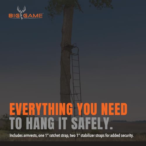Image of BIG GAME Warrior Pro Ladder Whitetail Deer Elk Mule Above Hunting Outdoors Flex-Tek Seat 16' Tall 1-Person Tree Stand