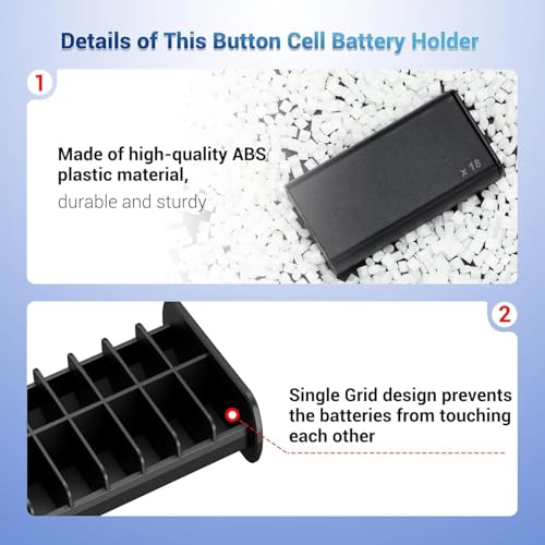 (2 Pack) LR44 Battery Holder, Coin Cell Case for 36x LR44/AG13/A76/357/SR44/SR1153/SG13/LR1154, Button Round Storage, Fits D Slot & Pull-Out Design