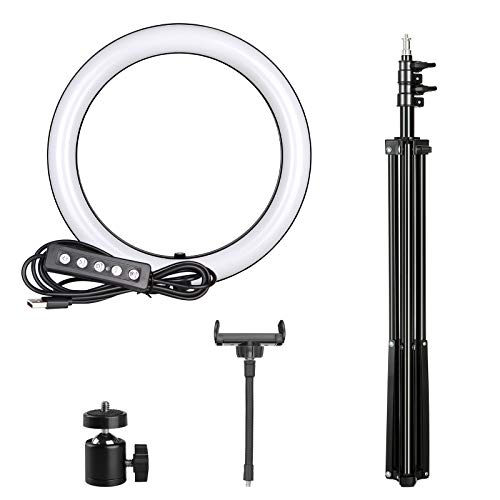 LOMTAP Ring Light 10" RGB Ringlight with Desk Tripod Stand and 1 Cell Phone Holder 18 RGB Colors Dimmable LED Ring Light for Photography Shooting TIK Tok YouTube Video Recording Live Streaming Makeup