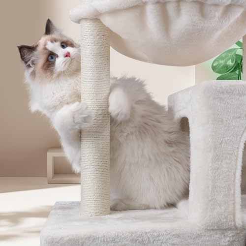 AIWIKIDE Cat Tree Has Scratching Toy with A Ball Activity Centre Cat Tower Furniture Jute-Covered Scratching Posts (Beige, 37.4'') by AIWIKIDE - Image 4