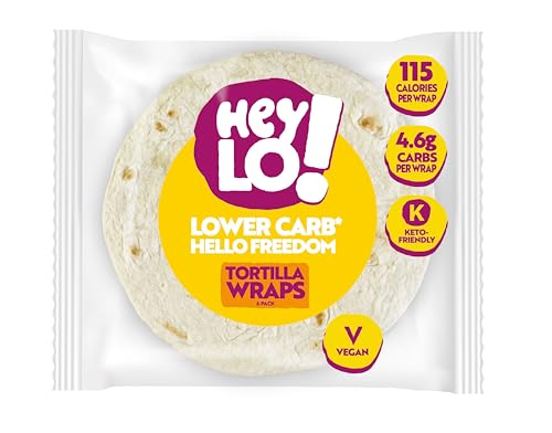 HeyLO Low-Carb Wraps – Soft & Malleable 4.6g Carbs Per Wrap – High-Protein & Fibre for Keto Snacks or Meals – Low Calorie Snacks Freezer-Friendly & Versatile (6 Wraps)