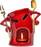 Cute chocolate hot pot cup, comes with fork + spoon, Ceramic chocolate hot pot cup, sweet party gift, (red, large)