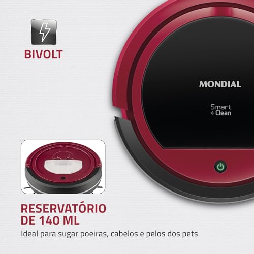Robô Aspirador de Pó Fast Smart Clean, Mondial, Preto/Vermelho, 30W, Bivolt - RB-07