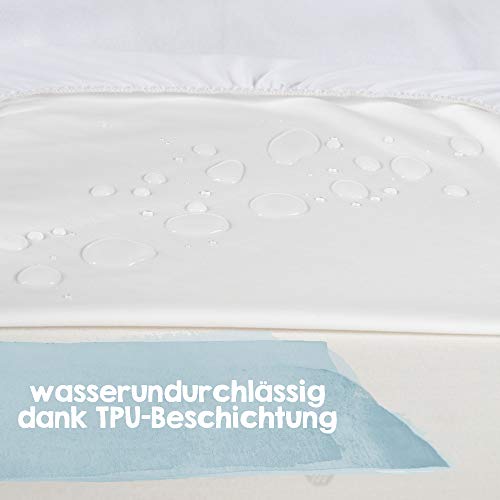 roba Matratzenschoner 90 x 200-100 x 200 cm - Wasserdichte & atmungsaktive Matratzenauflage für Kinderbetten - safe asleep - Matratzenschutz Oeko-Tex und GOTS zertifiziert - Weiß