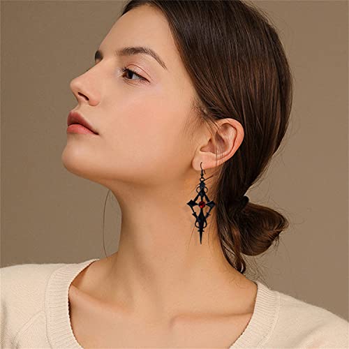 Black Cross Dangle Earrings - Punk & Party Style, Perfect for Halloween Cosplay & Fashion Events4
