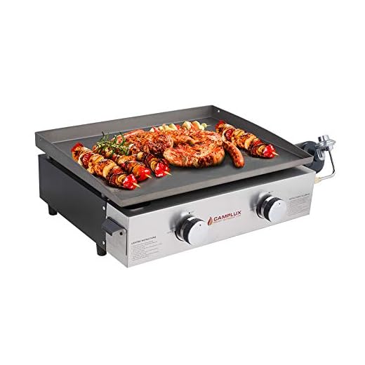 CAMPLUX ENJOY OUTDOOR LIFE Gas Griddle Grill, Portable Camping Griddles, 22,000 BTU, 2 Burners Tabletop Griddle with 1 lb Regulator for Camping, RV and Tailgating (GG302S), 22 inch