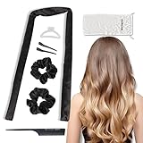 OURCAN Heatless Curling Rod Headband, No Heat Silk Curlers for Women Long Hair Sleep in Overnight Curlers Hair Rollers DIY Hair Styling Hair Curlers with Clips Tools (Black)