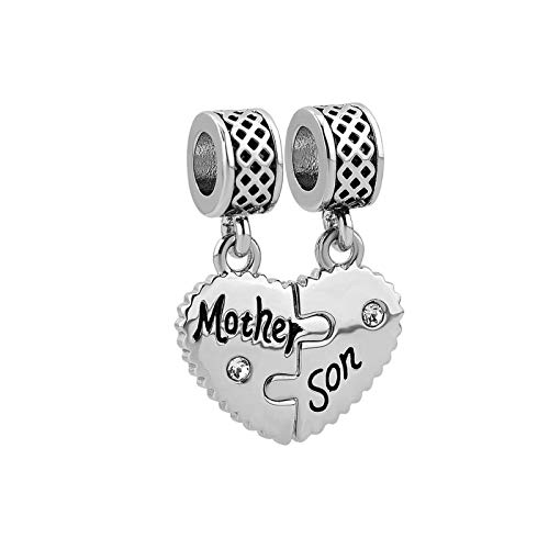 Image of Mother Daughter Charm Compatible with Pandora Charm Bracelets Family Matching Heart Pendant Gift Gold CZ Birthday Anniversary