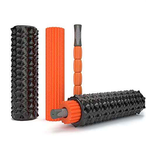 Yinhang Trigger Point Foam Roller Set With Massage Stick For Legs Back Pain, 18 Inch 3 In 1 Deep Tissue Muscle Massager For Physical Therapy & Exercise, Stretching, Myofascial Release, Yoga, Pilates #TOP1