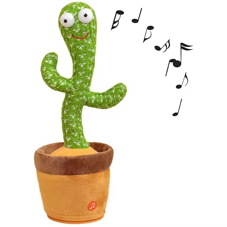 Dancing Cactus Toy for Kids β Mimicking & Talking Cactus Toy Repeats What You Say β 120 Songs, 15s Voice Recorder, LED Light-Up, Funny Dancing Plush in Pot - Gift for Toddlers & Adults