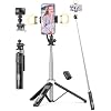 53 Selfie Stick Tripod with Light, Extendable Selfie Stick with Remote, Portable Cell Phone Tripod Stand with All in 1 Phone Clip, Lightweight Camera Tripod Compatible with iPhone 17 16 15, Android