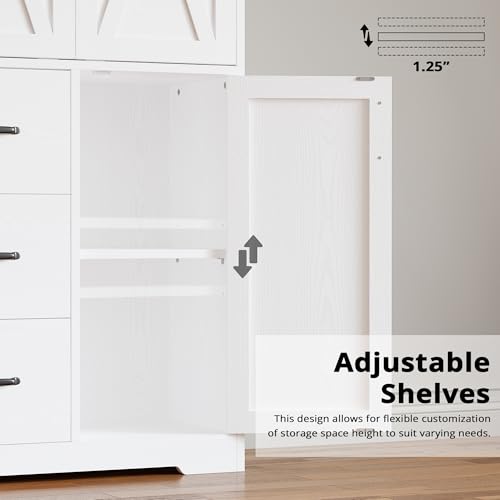 IRONCK Pantry Cabinet, 67.5 inch Tall Storage Cabinet with 3 Doors & Drawers, Farmhouse Kitchen Cabinet with Adjustable Shelves, 5 Tier Freestanding Cupboard for Kitchen - Image 6