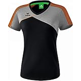 Erima Damen T-Shirt Premium One 2.0 schwarz/grau Melange/neon orange 48