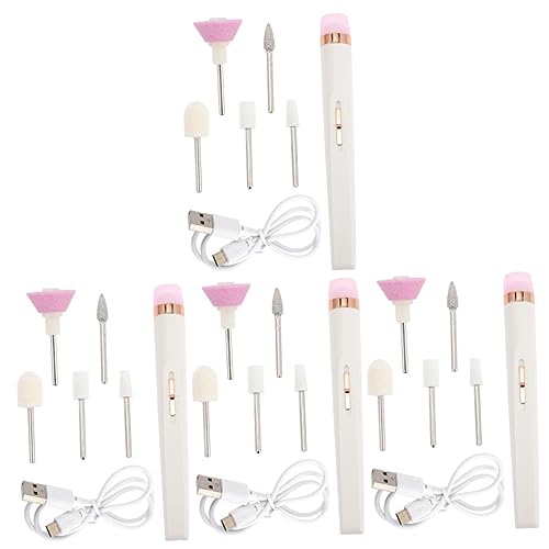 FRCOLOR 4 Juegos pulidor de uñas quita durezas uñas postizas pulidor uñas electrico sin cable suministros amoladora taladro de perforación herramientas de manicura el plastico