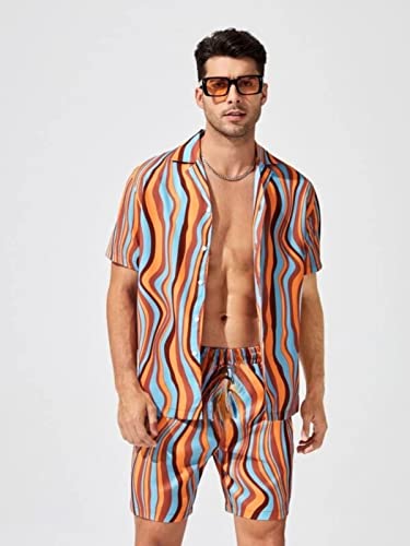 Image of GRECIILOOKS Co Ord Set for Men | Trendy Night Dress for Boys | Shirt and Shorts Combo for Lounge | Stylish Summer and Travel Outfit | Men's Matching Two-Piece for Vacation
