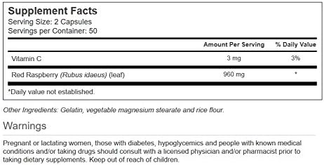 Vitacost Red Raspberry Leaves -- 960 mg per serving - 100 Capsules - Image 2