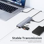 USB 3.0 Hub, Jeswo 7-Port USB 3.0 Aluminum Hub with Independent Switch and LED Indicator, 1m Extension Cable USB Splitter, Suitable for PC, Laptop, etc