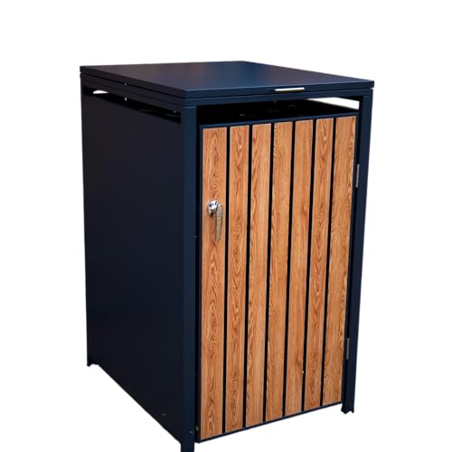 Wheelie bin cover wood effect lift up lid (Single)