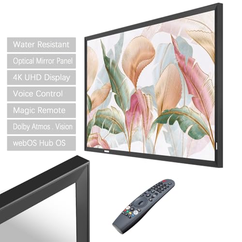 Image of Soulaca 43 inch 4K Smart Mirror TV with Black Frame IP65 Waterproof webOS Voice Control & Streaming Apps ATSC DTV Tuner WiFi Bluetooth New