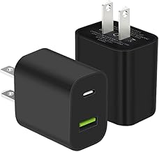 Paquete de 2 bloques de cargador USB C, cargador de pared tipo C de doble puerto de carga rápida, adaptador de corriente de 20 W, cubo para iPhone 14/14 Pro/14 Pro Max/14 Plus/13/12/11, XS/XR/X, iPad