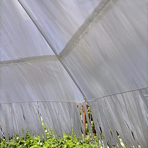 Parasol de simulación de paja con flecos decorativos blancos 2