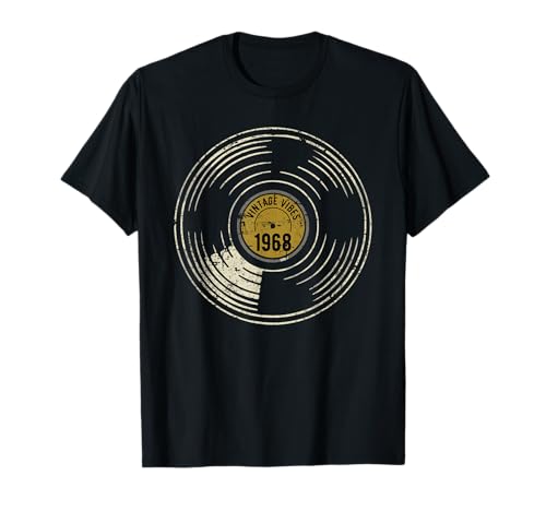 1968 Aniversario de cumpleaños retro diseño de disco de estilo vintage Camiseta