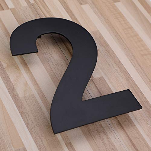 Mellewell Modern Floating House Numbers, Super Large 12 Inch, Black Finish, Stainless Steel 18-8, Number 2 Two #TOP1
