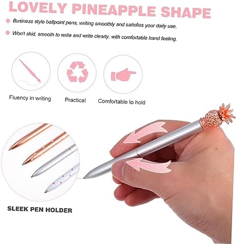 NUOBESTY 4 adet paket ananas tükenmez kalem, yazı gereçleri, yaratıcı yazı gereçleri, yumuşak kayar ve rahat kullanım, ofis, ev ve okul için - Görsel 4