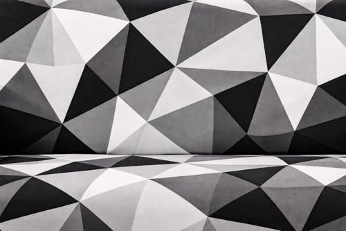 Image of Universal 3 Seater Sofa Cover Fully Covered Stretchable Spandex Non-Slip Elastic Slipcover | Soft Washable Fabric Sofa Protector for Living Room Furniture (Black Geomatric)