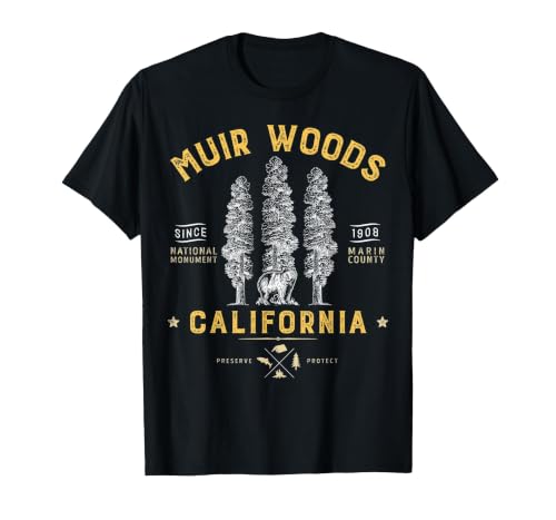 Muir Woods National Monument California Redwood Park T-shirt T-Shirt, Men, Black, 3X-Large
