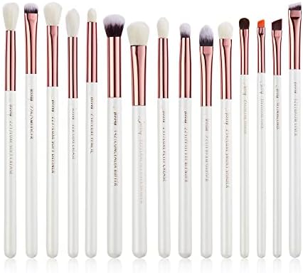 Jessup 15Pcs Pearl White/Rose Gold Professional Makeup Brushes Set Make up Brush Tools kit Eye Liner Shader Synthetic Fiber Hair Eye Brush Set T217