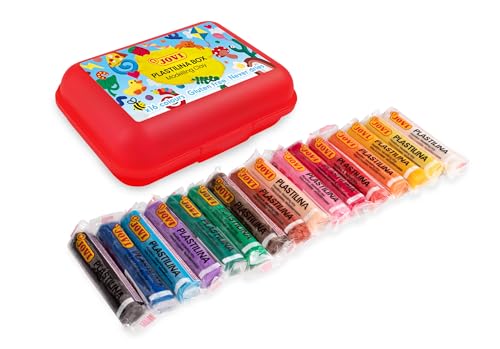 Jovi - Estuche Rojo de Plastilina - Set con 16 Colores Variados, barritas de 15 Gramos, sin Gluten, plastilina para niños y niñas de 3 años (P231)