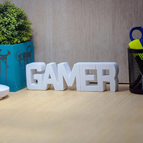 Image of NUKKAD TALES Gamer White Showpiece Home Decor Items for Study Table for Kids Birthday Gift Items Gift for Video Game Lovers (8 X 2.20 Inch)