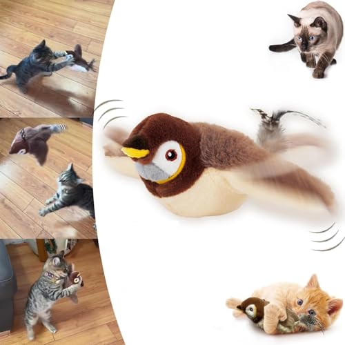 JIABAOZ Uccello Volante per Gatti, Giocattolo Uccello Volante per Gatti,Uccello Volante Interattivo per Gatti, Giocattolo Elettrico per Gatti Uccellino, Gioco Uccello Volante per Gatti (A)