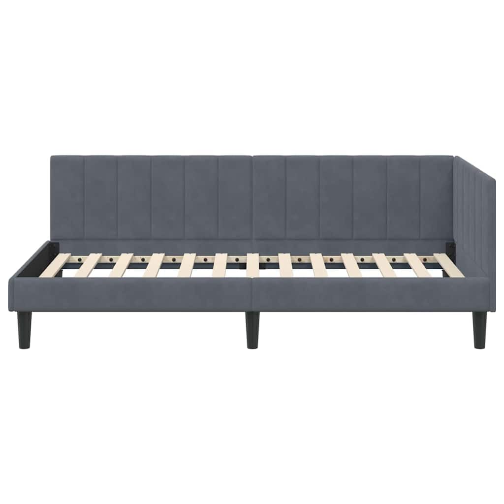 lite drewno sosnowe leżanka z materacem wielofunkcyjna 90x200 cm szary | Łóżko dzienne z materacem 90x200 cm szare lite drewno sosnowe dla gości