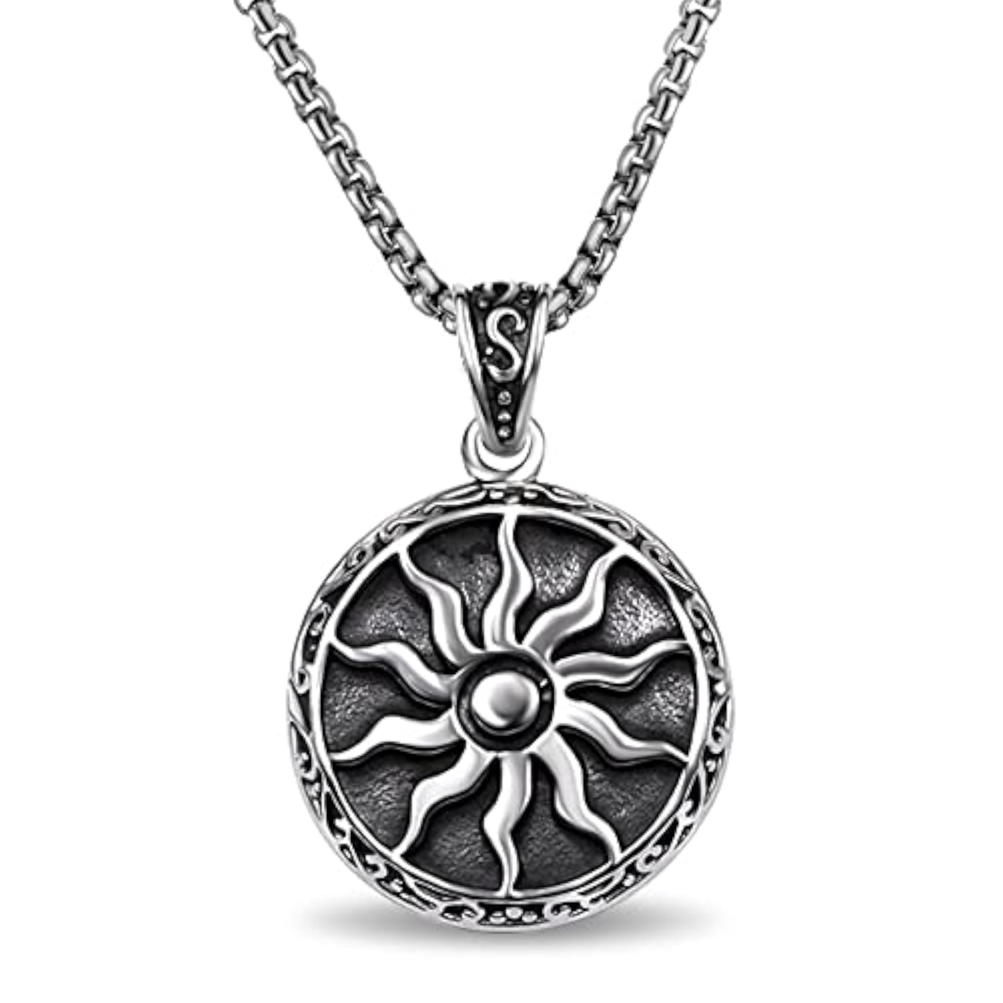 Greek Men's Jewelry Sun Pendant Necklace