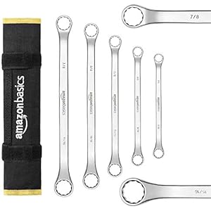Amazon Basics 45-Degree Offset Double Ring Wrench Set - SAE 5-Piece