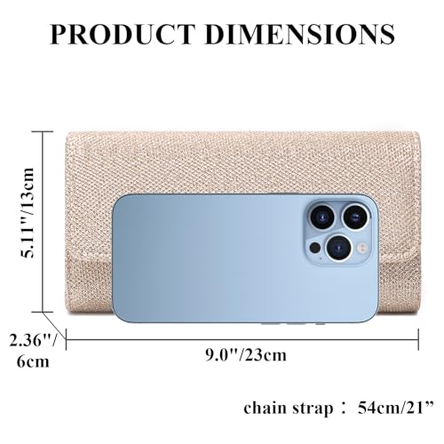 Image of RNIEGA Clutch Purses for Women, Evening Bag with Detachable Chain Ladies Sparkling Party Handbag Wedding Bags