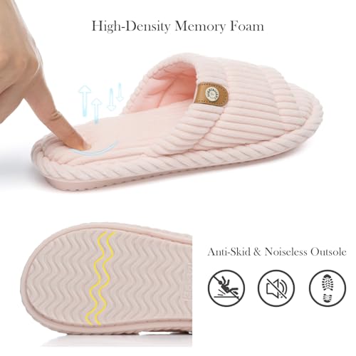 Image of GOEWY Fuzzy Open Toe Slippers for Women Indoor with Comfy Memory Foam