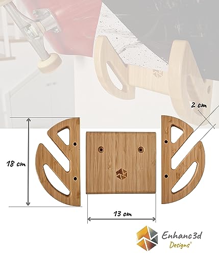 Enhanc3d Designs Skate-Wandhalterung aus Bambusholz, modernes und Robustes Design, Skate-Wandaufhänger, Longboard-Wandhalterung (1 Skate)