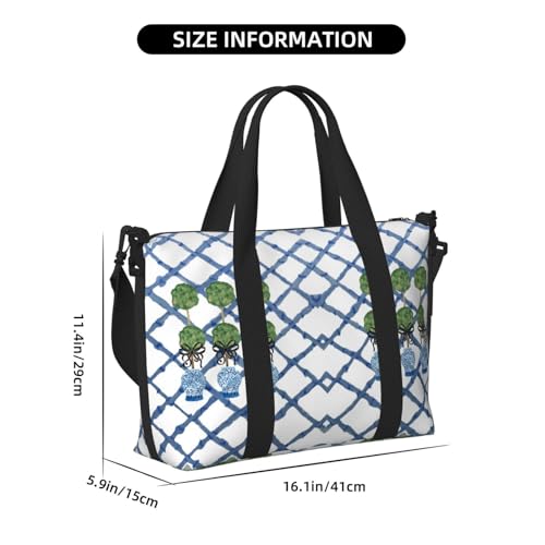 Topiary Chinoiserie Ginger Jar Breathable Travel Tote Bag – Multi-Functional Durable Polyester Overnight Bag With Inner Zipper Pockets For Workout Business Trip3