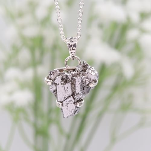 Bijoux pendentif en pierre précieuse et météorite argent 925 de 48cm