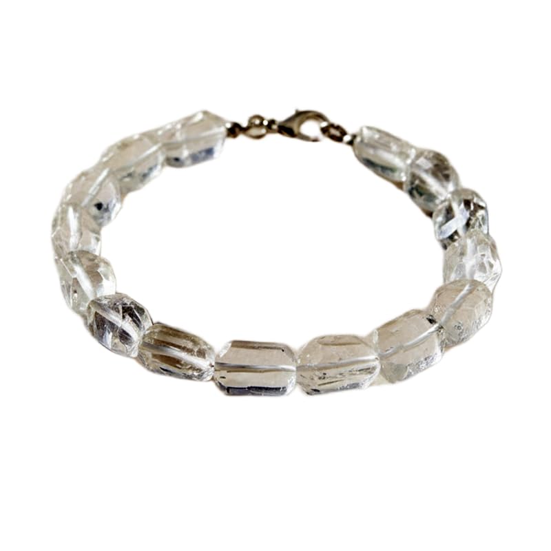Bracelet quartz cristal naturel et pierres facettées de 18 cm pour bijoux