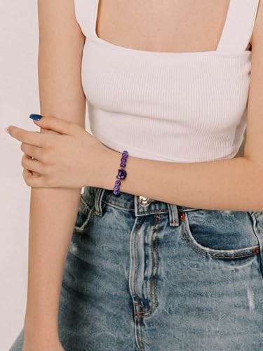 GEHECRST Crystal Cat Bracelet for Women Men, 8mm Healing Gemstone Bead Bracelet Protection, Natural Stone Stretch Bracelet Jewelry Gifts for Cat Lover Mom Girlfriend3