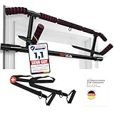 DH FitLife Klimmzugstange Türrahmen ohne Schrauben | Pull up bar Doorway | Reckstange Turnstange Türreck zum Einhängen | inkl. Schlingentrainer | Für Türrahmen 70-92cm
