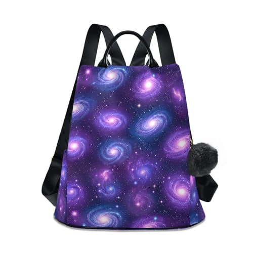 Sac à dos antivol femme galaxie violette avec fermeture éclair arrière