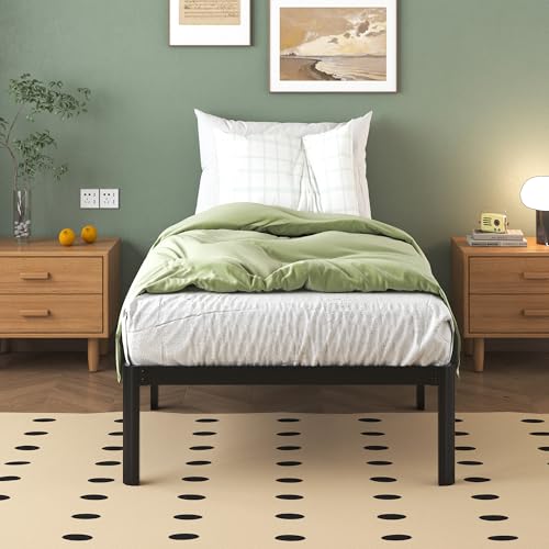 Metallbett 90x200 cm mit Runde Eckbeine, Höhe 30.5cm Bett mit Lattenrost, Robust Metall Bettgestell 90 x 200 mit Großer Stauraum unter dem Bett, Geräuschfrei, Einfacher Aufbau, Schwarz – Bild 8