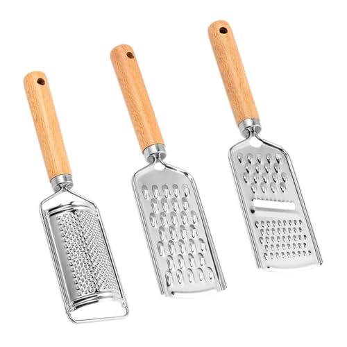 Set de 3 ralladores de acero inoxidable y madera multifunción miniatura 1