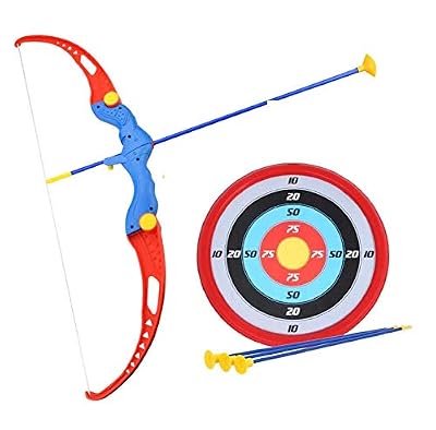 Amitasha Kids Archery Bow and Arrow Toy Set with Target Board for Kids Indoor Outdoor Garden Fun Suction Cups 3 Arrows T